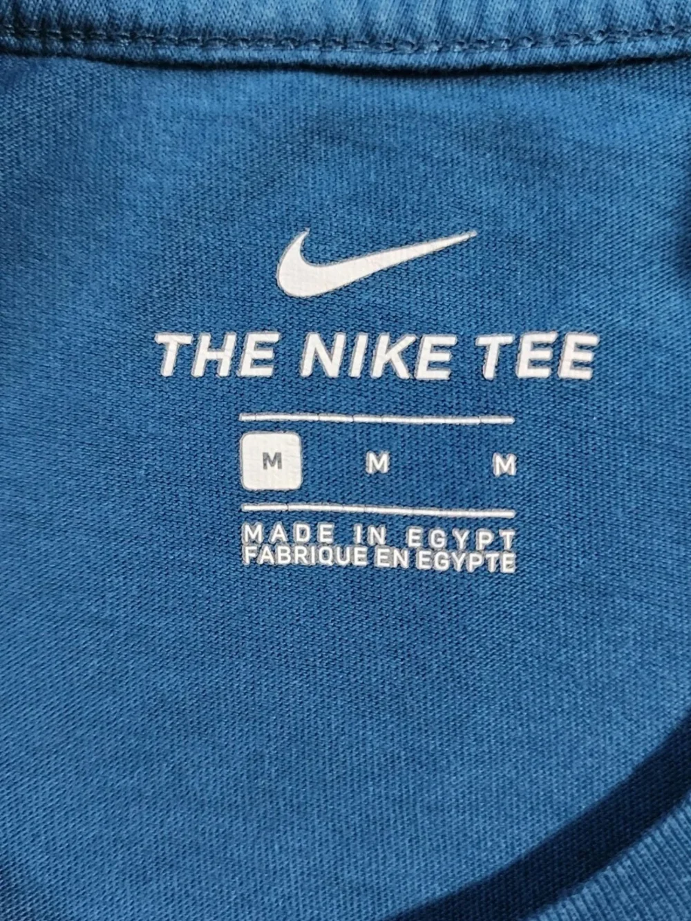 Nike Blue Short Sleeve Tee with White Swoosh and SWOOSH Text